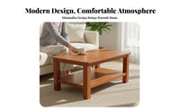 2-Tier Shelving Storage Coffee Table Sturdy Construction Two-Shelf Accent Table Spacious Tabletop Living Room Furniture Long-Lasting for Apartment Dwellers, Homeowners, Families, Reception Area, Lounge, Home Office