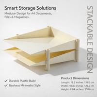 3-Tier File Tray Organizer for Office Desk, Stackable Document Sorter Rack, Modular Workspace Organization for Students