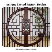 Chinese Design Wooden Screen Carved Design Solid Wood Lattice Partition Freestanding Antique Wood Panel Divider for Entryway, Bedroom