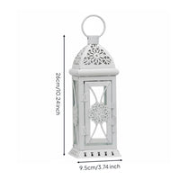 3 Pieces Iron and Glass Construction Wedding Centerpiece Lantern Romantic Atmosphere Hollow Top Candle Lantern for Party, Patio