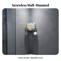 Triangular Corner Organizer Pressure-Mounted Adhesive Triangle Storage spaceSaving Wall Area Shelf for Homeowners, Students, Washstand Area, Restroom