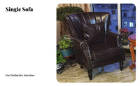 Retro Design Upholstered Wingback Chair High Back Design Tufted Single Sofa Rolled Arms Armchair Space Saving for Business Owners, Homeowners, Hotel, Photo Studio, Small Areas, Study