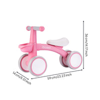 Balance Bike with Basket Shock-Absorbing Four-Wheel Balance Bike Non-Slip 4-Wheel Ridepush-Along Toy for Young Children