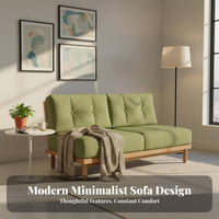 Japanese aesthetic Armless Wooden Sofa sturdy Wood Frame Armless Two-Seater Bench Space-Saving Living Room Furniture Minimalist Design for Apartment Dwellers, Homeowners, Students, Study, Bedroom, Entryway, Reception Area