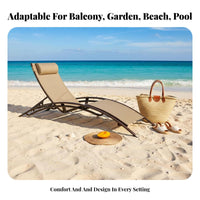 Weather-Resistant Patio Chaise Lounge Set Ergonomic Design S-Shaped Chaise Adjustable Backrest Sun Lounger Full frame comfort for Pool Owners, Hotel Managers, Balcony, pool deck, Beach, Garden