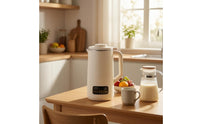 Compact Electric Soy Milk Appliance White Soy Milk Machine Cylindrical Blended Drink Appliance Side Handle