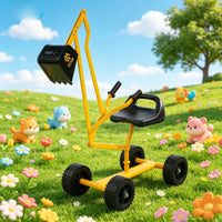 Sit-in Digger Toy Yellow Metal Frame Manual Digger Toy Hand Grip Controls for Children