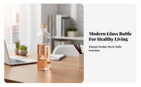 Time Marker Glass Bottle Large Capacity Glass Bottle with Time Marker Stylish Design Drinkware for Students, Fitness Enthusiasts, School, Home, Travel