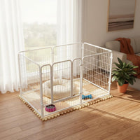 Heightened Design Modular Dog Pen with Divider Large Space Indoor Pet Fence Chew Resistant Heavy Duty Metal Pet Enclosure for Young Dogs