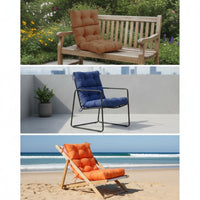 Outdoor Three-Fold Seat Cushion Tufted High Back Chair Cushion Foldable Padded for Patio, Garden, Poolside, Balcony