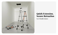 Foldable Design Telescopic Ladder Heavy Duty Telescopic Extension Ladder Adjustable Height Stable Triangular Structure for DIY Enthusiasts, Homeowners, Professionals, Construction Site, Home Maintenance, Workshop, Warehouse