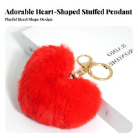 Soft Hint Soft Heart Keychain Cute Design Heart Soft Ball Keychain Gold Tone Clasp for Girls, Women, Handbag Decoration, Backpack, Car Keys