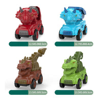 4 Pieces No Batteries Required Dinosaur Engineering Vehicle Toys Movable Parts Dinosaur Construction Vehicle Rounded Rounded Edges Friction Powered Construction Cars Sturdy for Children, Preschoolers, Toddlers, Outdoor Play, Sandbox