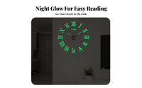 Punch-Punchless Installation DIY Frameless Wall Clock Silent Movement Frameless Roman Numeral Clock Easy to Install for Renters, Bedroom
