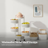 Multitier Design Rotating Corner Produce Basket Space-Saving 5-Tier Rotating Basket Cart Sturdy framework Organizer Rack Easy Assembly for Home Cooks, Apartment Dwellers, Homeowners, Kitchen, Narrow Spaces, Pantry, Bathroom