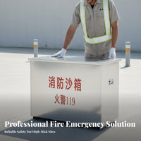 Fire Sand Box Heavy Duty Firefighting Sand Bin Sturdy Construction Red Metal Fire Box for Gas Station Industrial Workers, Factories, Warehouses