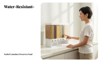 Includes Measuring Cup 6-Compartment Grain Dispenser Airtight Seal 6 Grid Rice Dispenser Good Sealing for Countertop, Pantry