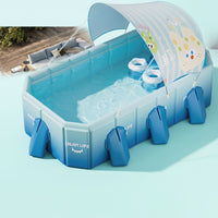 Foldable Pool with Canopy No-Inflation Pool with Shade Above-Ground for Family, Kids, Garden, Patio