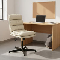 Low Back Leather Office Chair Comfortable Cushion Cushioned Rolling Computer Chair Height Adjustable for Students, Study Room, Bedroom