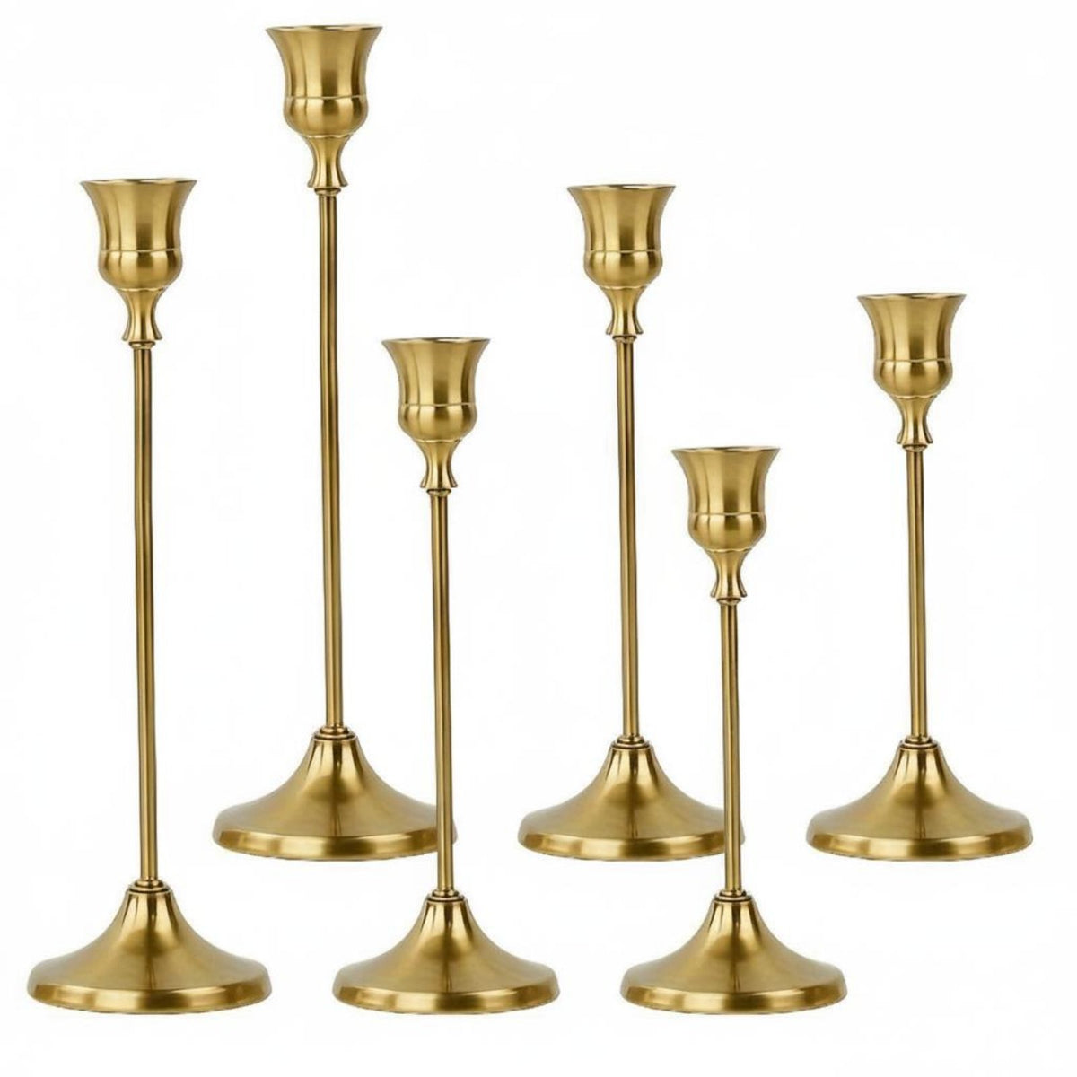 Retro Design Brass Taper Candle Holder Romantic Atmosphere Single Stem Candlestick Easy Assembly Vintage Aesthetic Candle Stand for Christmas, Wedding, Dinner Party
