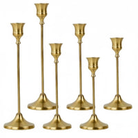 Retro Design Brass Taper Candle Holder Romantic Atmosphere Single Stem Candlestick Easy Assembly Vintage Aesthetic Candle Stand for Christmas, Wedding, Dinner Party