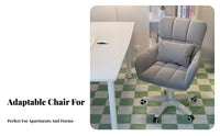 Height Adjustable Upholstered Rolling Desk Chair Ergonomic Design Upholstered Rolling Chair Modern Design Swivel Seating Easy to Assemble for Students, Home Not on Ice Workers, Adults, Bedroom, Study Room, Vanity Station