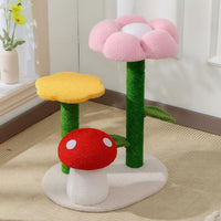 Cat Tree Condo with Flower Mushroom Sisal Scratching Post