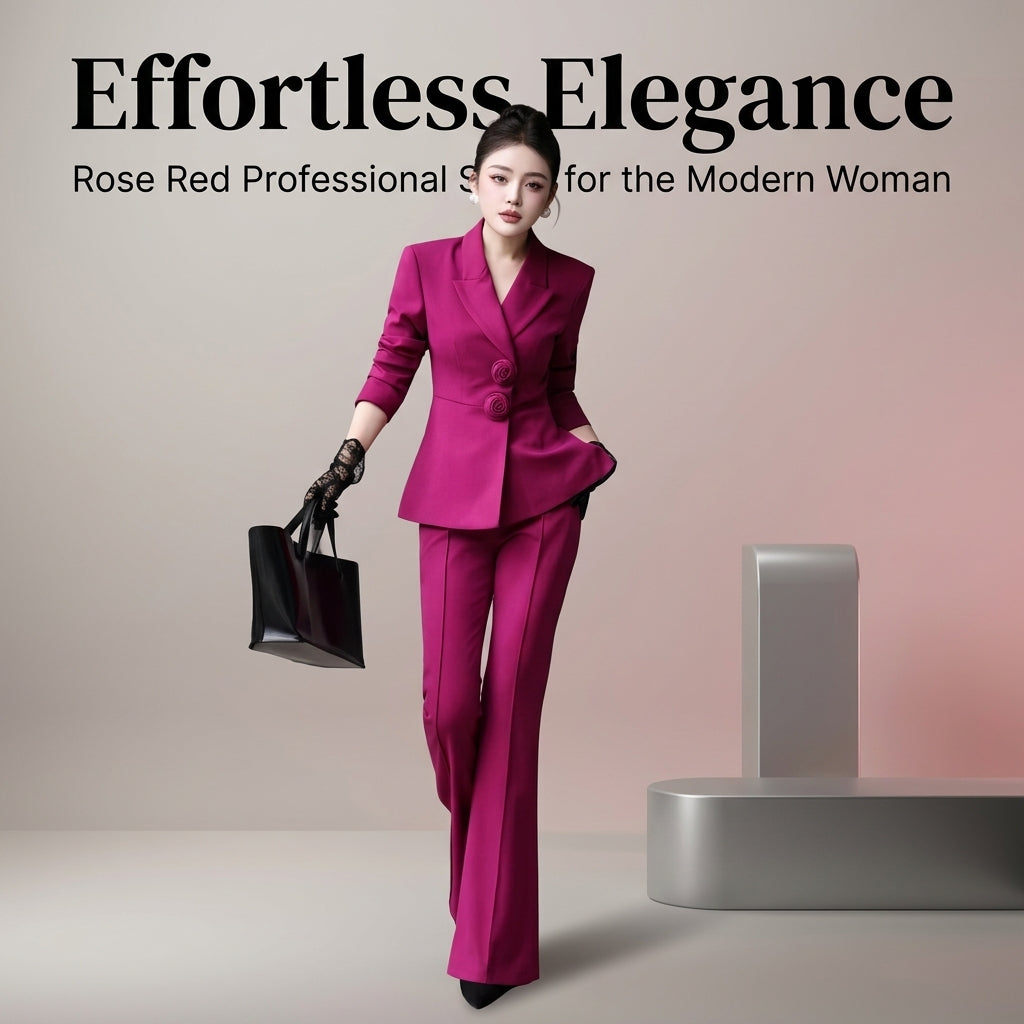 Ladies Trouser Suits for Wedding Guests with Bootcut Flared Trousers, Plus Size Long Sleeve Jacket Set for Office Wear, Polyester Womens Formal