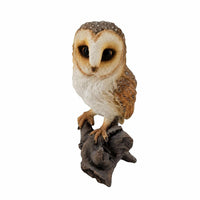 Owl Figurine with Stump Base Hand Painted Owl Figurine Decor Lifelike Realistic for Gardeners, Garden, Yard