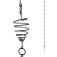 Double Ring Reinforced Rotating Spring Rain Chain, Metal Outdoor Eaves Decoration and Downspout Wind Chime