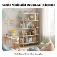 sturdy Wood Legs A-Frame shelving unit Floor-Standing Storage Shelf Modern Design Display Rack Sturdy Construction for Book Lovers, Homeowners, Decor aficionados, Living Room, Home Office, Bedroom