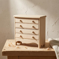 Dollhouse Drawer Cabinet Unfinished 1:12 Scale Wooden Cabinet Compact 1:12 Scale Dollhouse Furniture