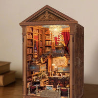 Retro Wooden Literary Alcove Warm LED Wooden Literary Alcove Lights Mini Shelf House for Desk