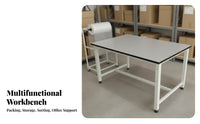 Packaging Workbench Anti Tabletop Packing Table Unified Roll Holders Industrial Packing Table with Shelves for Packers, Technicians