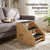 Dog Steps for Small with Three Tier Wooden Design, Pet for Bed and Sofa with Sloped Climb Angle, Pet for Home Furniture