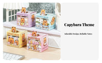 256 Sheets Capybara Y Notes Full Back Capybara Y Note Effortless Tear to Tear Pull-out Memo Tape for Students, Kids, Learning, Desk, Home