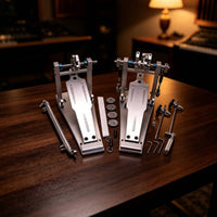 Double Bass Drum Pedal Metal Double Pedal with a Drive Shaft Shaft Stable Hardware for Drummers, Stage, Studio