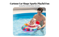 Car Squeaker Swim Seat Cartoon Design Inflatable Car Float Thick Sturdy PVC Stee Loop Wheel Swim Loop for Infants, Young Children, Outdoor, Beach