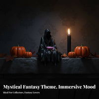 Sitting Hooded Silhouette Gothic Decor Hooded Reaper Statue Literary Niche Accessory Bookshelf Monster Figurine for Young Adults, Home Library, Desk