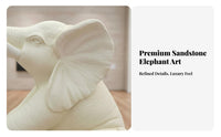 Floor-Standing Elephant Sculpture Good Fortune Symbol Sandstone Elephant Figure Handcrafted Outdoor Decoration for Decorators, Hotel Lobby, Storefront