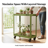 Multitier Design Rolling Plant Cart Floor-Standing Flower Rack with casters Household Storage Space-Saving for Home Decorators, Event Planners, Balcony, Living Room, Garden, Outdoor