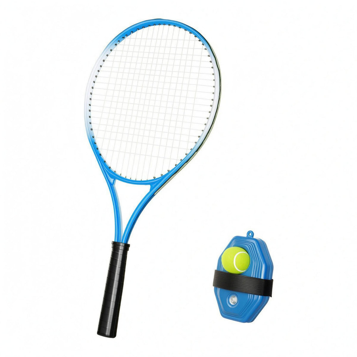 Anti-Slip Grip Single Tennis Training Racket Strung Oval Head Tennis Practice Tool with Rebound Base Lightweight Rebound Ball Set Elastic Cord