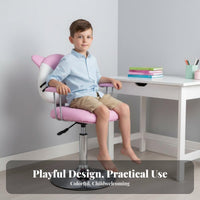 Adjustable Height Creature Face Rolling Stool With Footrest Study Chair Cartoon Design children's Furniture Easy to Clean for Students, Girls, Parents, Barber Shop, Bedroom, Playroom