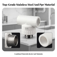 Stainless Steel PPR Tee Fitting Threaded Tee Connector Long-Lasting Plumbing Part High Strength
