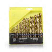 19 Pieces High-Speed Steel Twist Drill Bit Set HSS Drill Bit Set with Case Spiral Fluted Tool Black and Gold for Woodworking