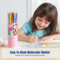 Easy-Clean Watercolor Pen Set, 24 Colors, Art Drawing Kit for Kids, School & Kindergarten, Coloring & Painting