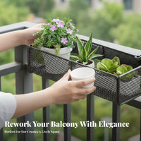 Easy to Hang Hanging blossom Pot storage areasaving Railing Planter Rack Anti-Rust Plant Holder sturdy for Apartment Dwellers, Garden Lovers, Homeowners, Balcony, Fence, Patio, Porch