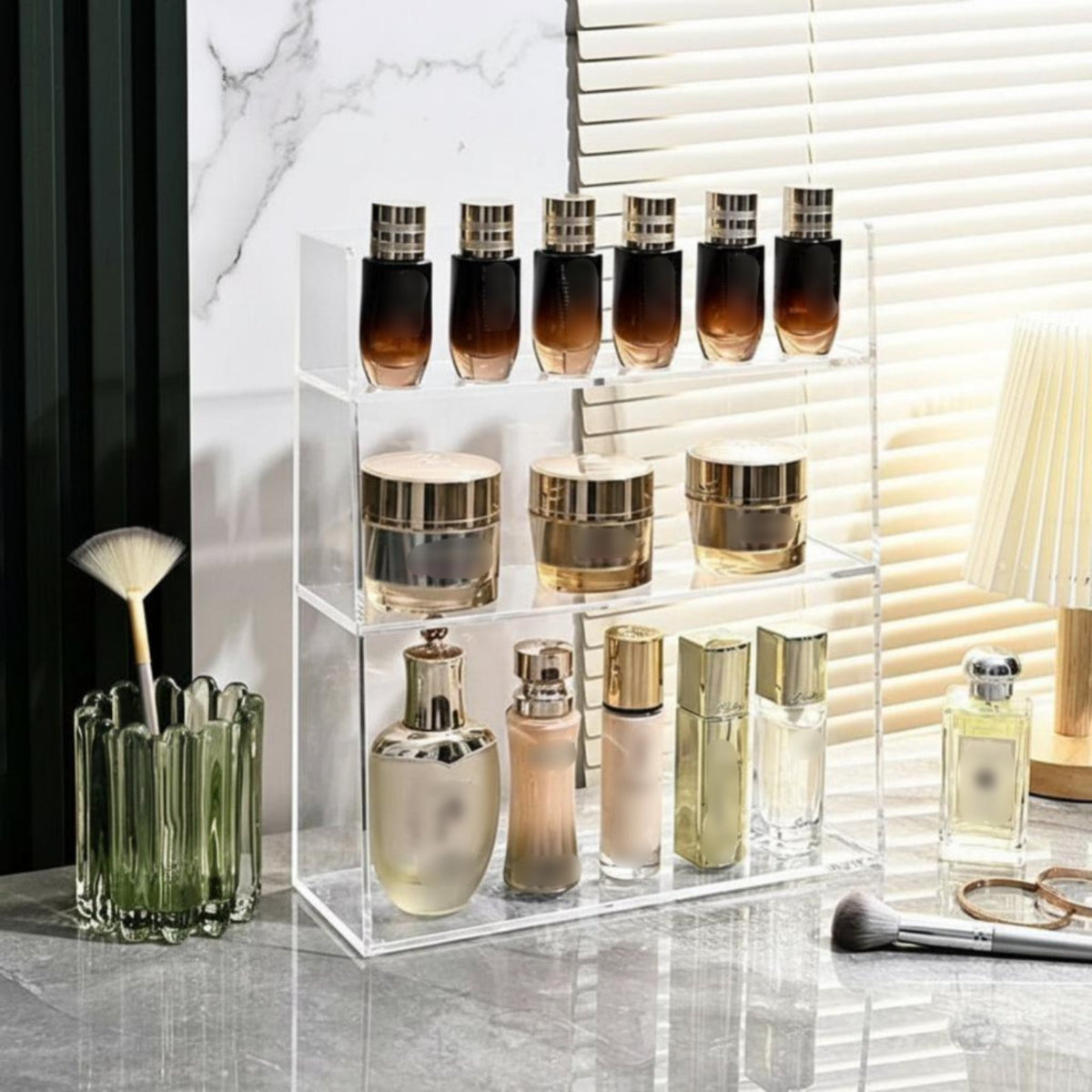Tiered Rotating cosmetic Stand Space-Saving Cosmetic Organizer Large Capacity