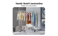 Foldable Heavy Duty Portable Clothes Rack Collapsible Design Double Rod Garment Rack Large Capacity Easy Assembly for Retail Shop Owners, Homeowners, Students, Boutique, Bedroom, Laundry Room, Entryway