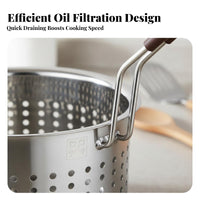 Deep Fryer Basket Multi-Functional Stainless Steel Pasta Strainer Perforated Cooking Basket Multipurpose Kitchen Utensil